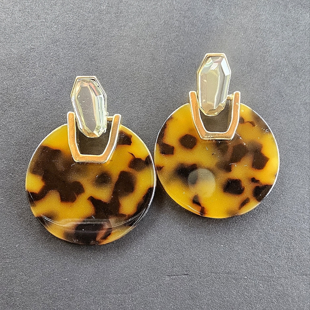 Tortoise Shell Design Earrings - image 1